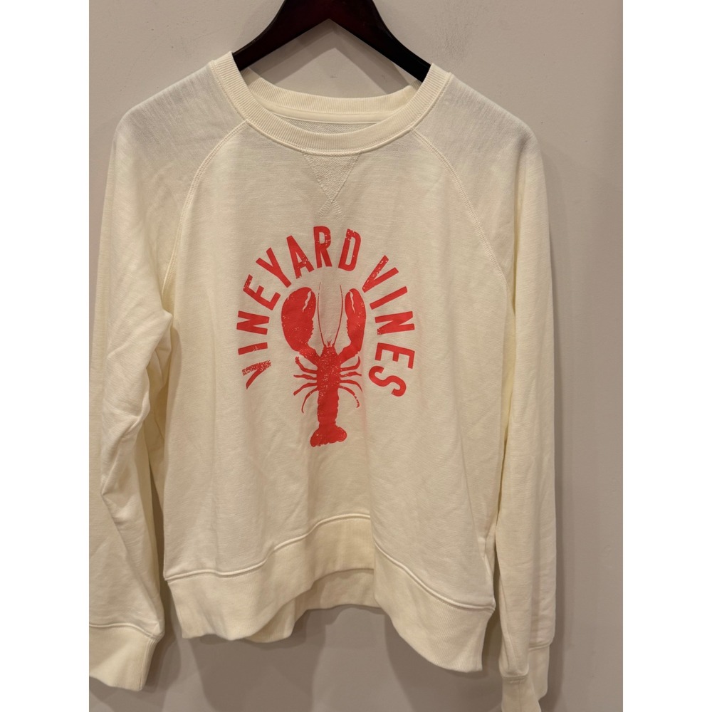 Vineyard Vines Lobster Crewneck Sweatshirt Women XL Ivory Red Coastal NWOT